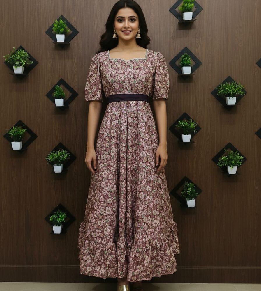 vintage rose floral maxi dress with free scrunchie