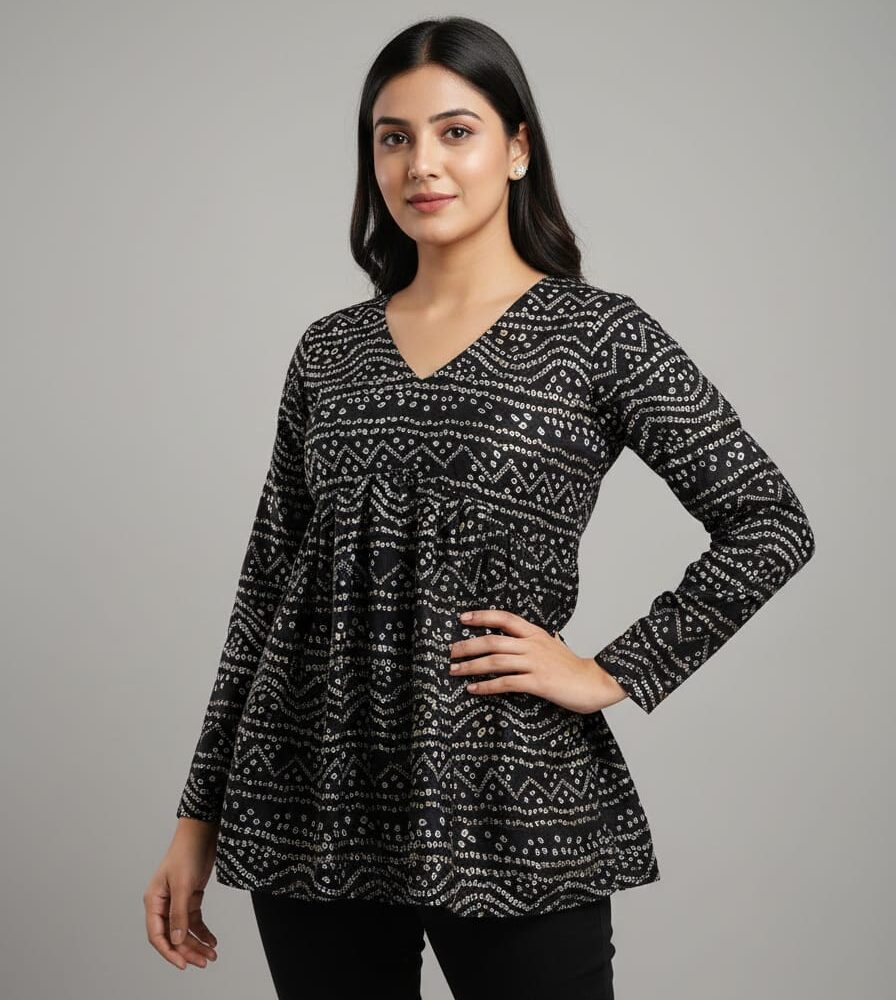 midnight tribal print peplum tunic with free scrunchie