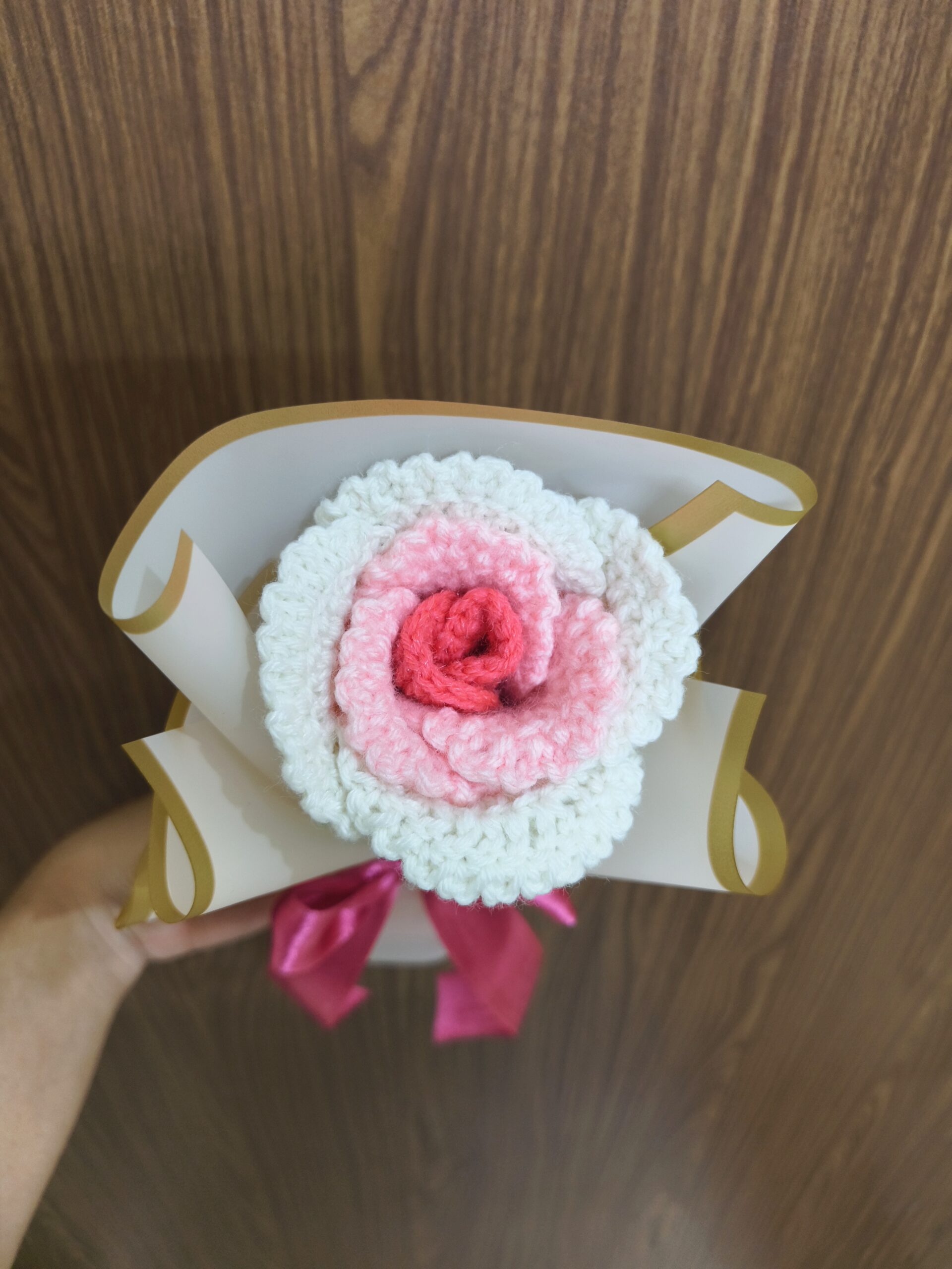 Dual Colour Crochet Rose - Image 2