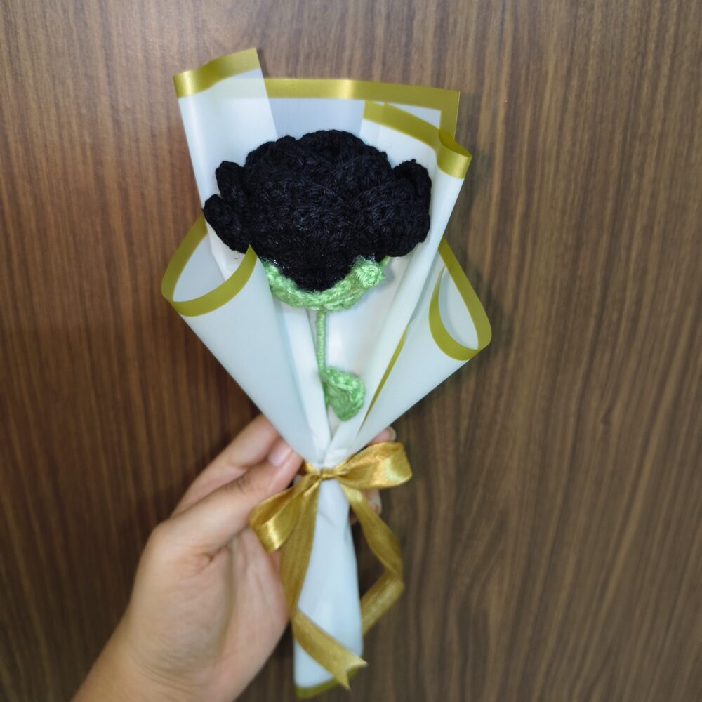 Crochet Collection black rose bouquet