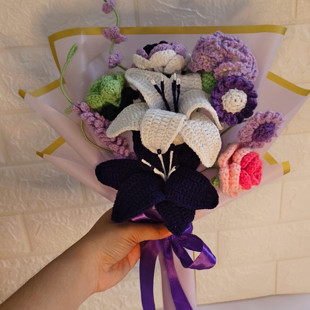 Crochet Collection rose lily bouquet
