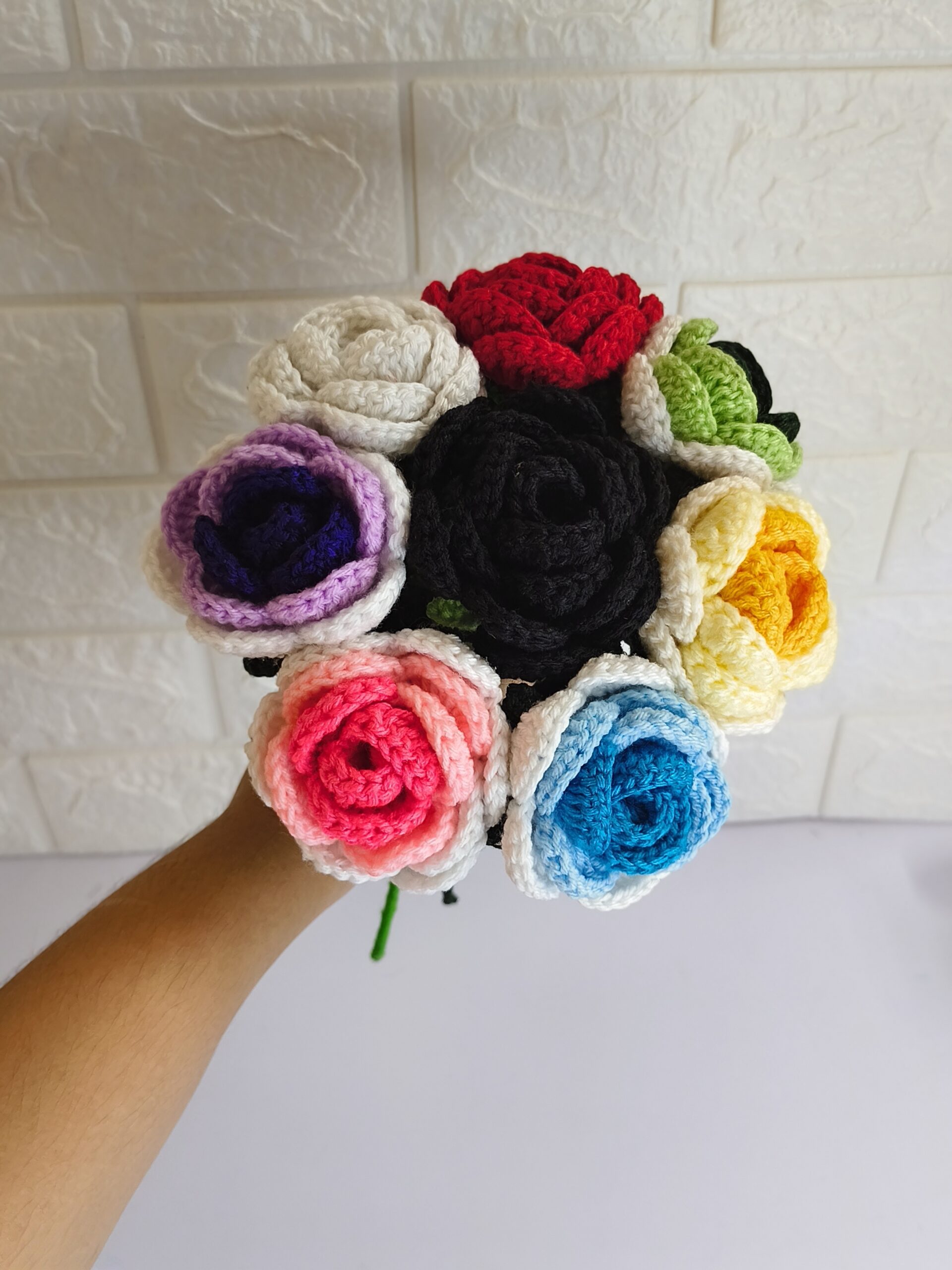 🌈 rainbow crochet rose bouquet 🌈 rainbow crochet rose bouquet
