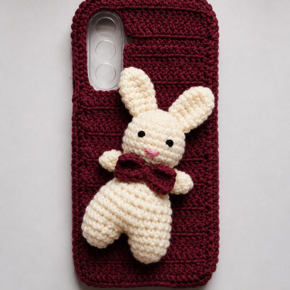 crochet bunny phone back cover 💜🐰